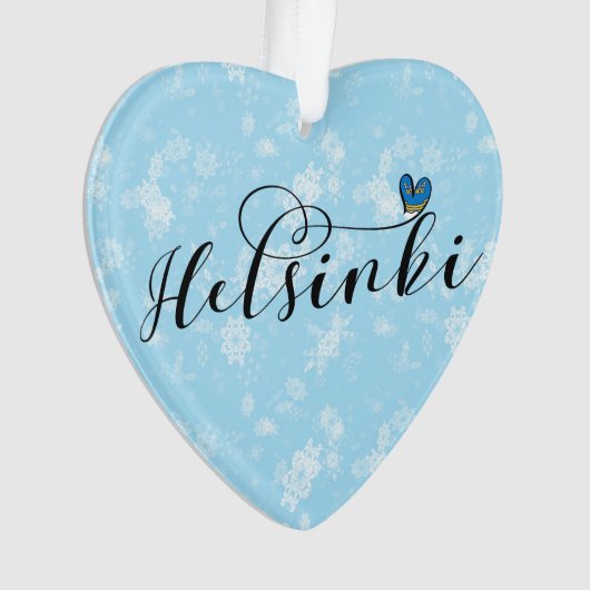 Helsinki Flag im Herzen Finnlands Ornament (Vorderseite)