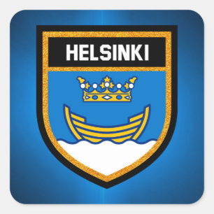 Helsinki-Flagge Quadratischer Aufkleber