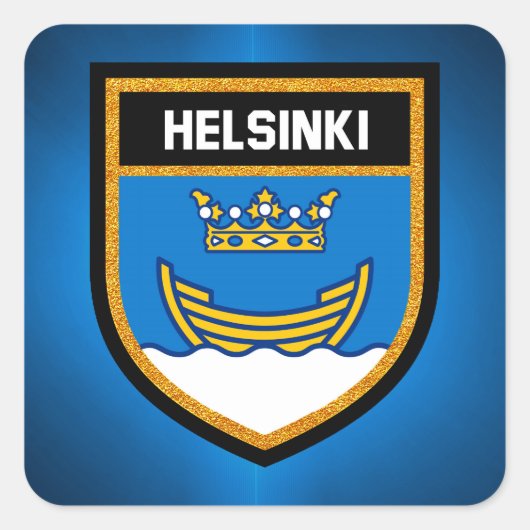 Helsinki-Flagge Quadratischer Aufkleber (Vorderseite)