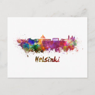 Helsinki-Silhouette in Aquarell Postkarte