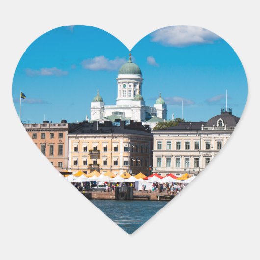 Helsinki Skyline Herz-Aufkleber (Vorderseite)