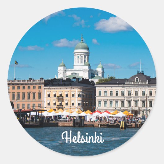 Helsinki Skyline Runder Aufkleber (Vorderseite)