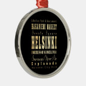 Helsinki-Stadt der Finnland-Typografie-Kunst Silbernes Ornament (Rechts)