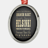 Helsinki-Stadt der Finnland-Typografie-Kunst Silbernes Ornament (Links)