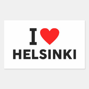 Helsinki Stadt Finnland Liebe Herz mögen Rechteckiger Aufkleber