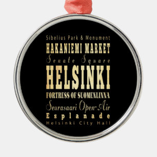 Helsinki Stadt Finnland Typografie Kunst Silbernes Ornament