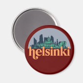 Helsinki Stadt Skyline Retro City Art Magnet (Vorderseite/Rückseite)
