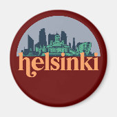 Helsinki Stadt Skyline Retro City Art Magnet (Vorne)