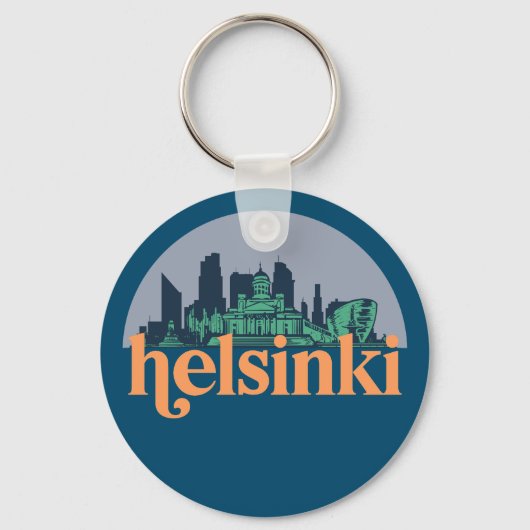 Helsinki Stadt Skyline Retro City Art Schlüsselanhänger (Vorderseite)
