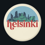 Helsinki Stadt Skyline Vintage Stadt Magnet<br><div class="desc">Vintages und retro City Design mit wunderschöner Skyline, touristischer Attraktion und Stadtbild. Cooler Wolkenkratzer und Gebäude Silhouette Illustrationen für Touristen und Reisende. Ideal als Souvenir, um Zuhause zu bringen, wenn Sie durch die Welt reisen. Rett die Erinnerung an deine Reise und Ferien mit Familie und Freunden. Die Hintergrundfarbe kann auf...</div>