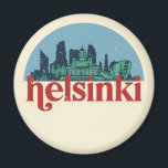 Helsinki Stadt Skyline Vintage Stadt Magnet<br><div class="desc">Vintages und retro City Design mit wunderschöner Skyline, touristischer Attraktion und Stadtbild. Cooler Wolkenkratzer und Gebäude Silhouette Illustrationen für Touristen und Reisende. Ideal als Souvenir, um Zuhause zu bringen, wenn Sie durch die Welt reisen. Rett die Erinnerung an deine Reise und Ferien mit Familie und Freunden. Die Hintergrundfarbe kann auf...</div>