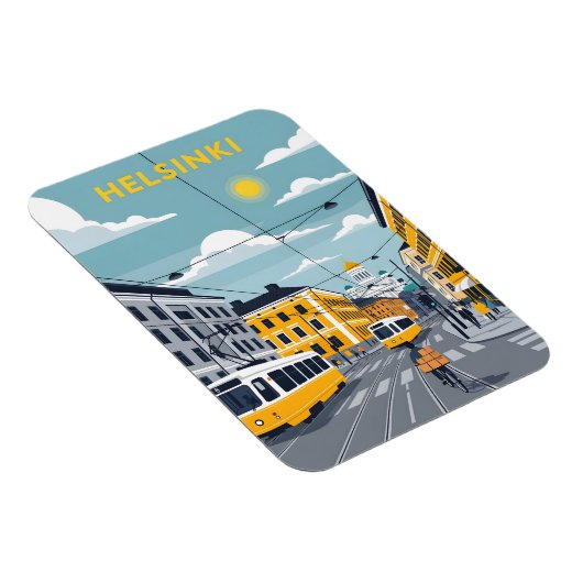 Helsinki Tram – Urban Finland Cityscape Magnet (Rechte Seite)