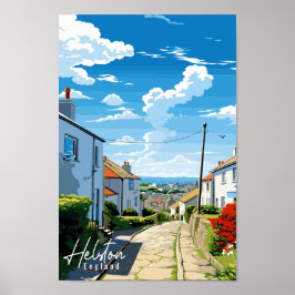 Helston England Vintage Illustration Poster