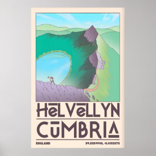 Helvellyn Cumbria Wandkunst Vintage Reiseposter Poster