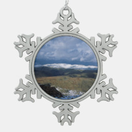 Helvellyn England Holiday Card Poster Foto Block Schneeflocken Zinn-Ornament