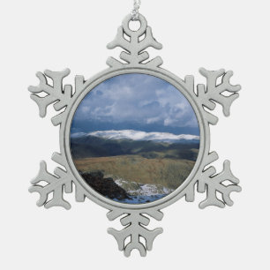 Helvellyn England Holiday Card Poster Foto Block Schneeflocken Zinn-Ornament