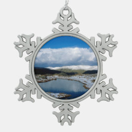 Helvellyn England Holiday Card Poster Foto Block Schneeflocken Zinn-Ornament