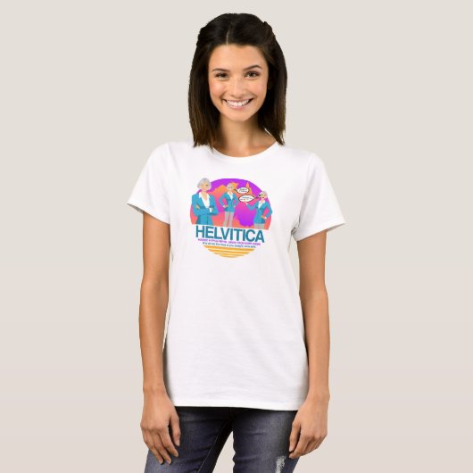 "HELVITICA" (buchstabiert wie ausgeprägtes) DURCH T-Shirt (Vorne ganz)