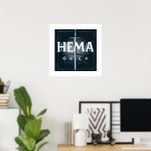 HEMA Medieval Sword Emblem – Blue Graffiti Style Poster (Heimbüro)