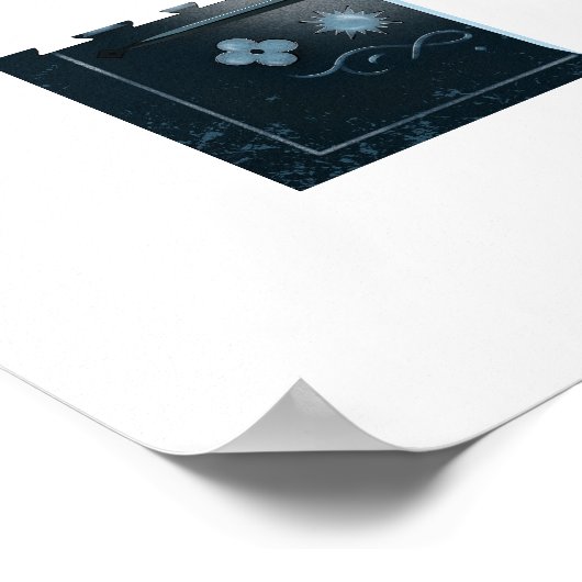 HEMA Medieval Sword Emblem – Blue Graffiti Style Poster (Ecke)