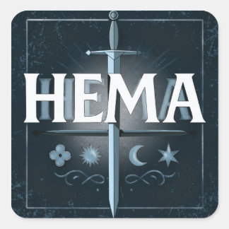 HEMA Medieval Sword Emblem – Blue Graffiti Style Quadratischer Aufkleber