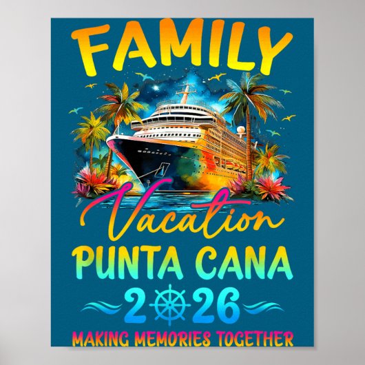 Hemd Familienurlaub Punta Cana passend Poster (Vorne)