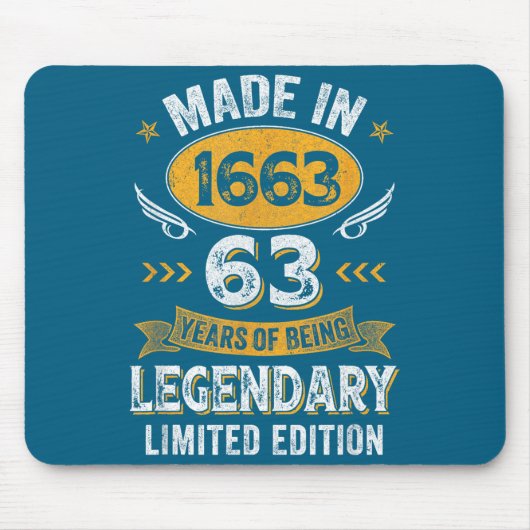 Hemd Vintage 1963 63 Alt Geburtstag Mousepad (Vorne)