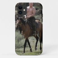 Hemdloser Putin reitet ein Pferd