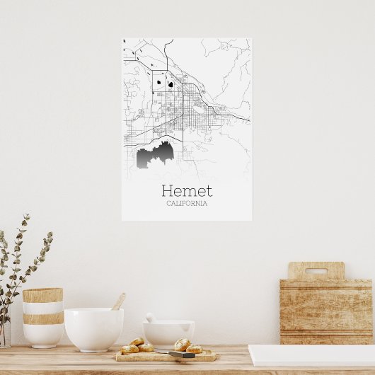 Hemet Map - Kalifornien - City Map Poster (Küche)
