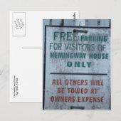 Hemingway House Besucher Parking-Zeichen Postkarte (Vorne/Hinten)