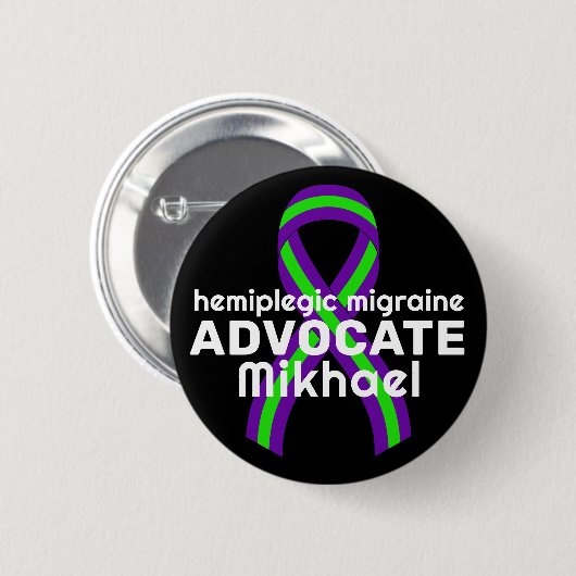 Hemiplegie-Migräne-Verfechter Schwarzer Knopf Button (Vorne & Hinten)