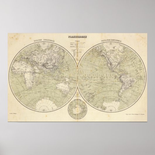 Hemisphäre Atlas Karte Poster (Vorne)
