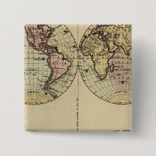 Hemisphäre Handfarbene Atlaskarte Button