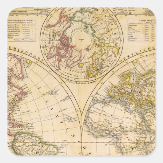 Hemisphären Quadratischer Aufkleber (Vorderseite)
