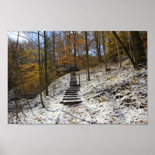 Hemlock Cliffs with Light Snow, Indiana Poster (Vorne)
