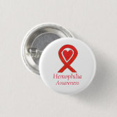 Hemophilia Rotes Bewusstsein Band Herz-Tasten Button (Vorne & Hinten)