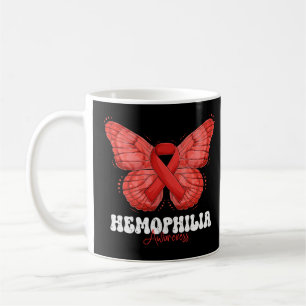Hemophilie Awareness Month Red Ribbon Butterfly Kaffeetasse
