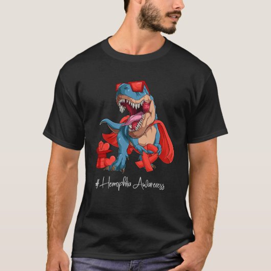 Hemophilie Awareness Month Red Ribbon Trex T-Shirt (Vorderseite)