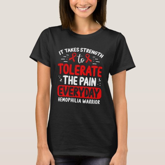 Hemophilie Awareness Red Ribbon Fighter T-Shirt (Vorderseite)