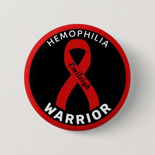 Hemophilie Warrior Ribbon Black Button (Vorderseite)