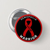Hemophilie Warrior Ribbon Black Button (Vorne & Hinten)