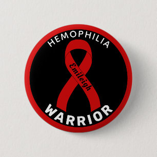 Hemophilie Warrior Ribbon Black Button