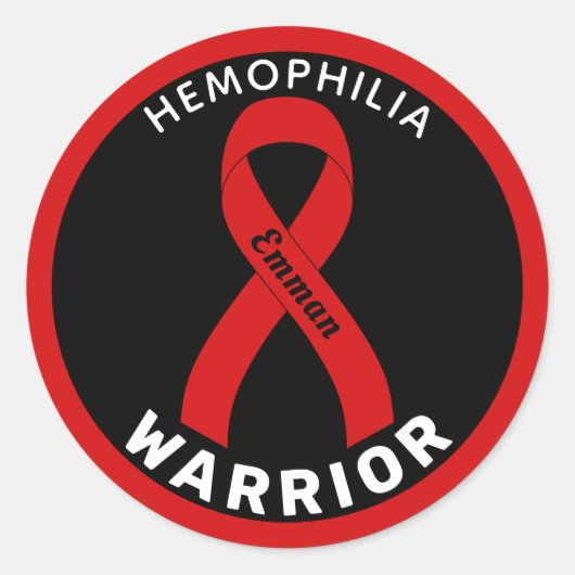 Hemophilie Warrior Ribbon Black Round Sticker (Vorderseite)