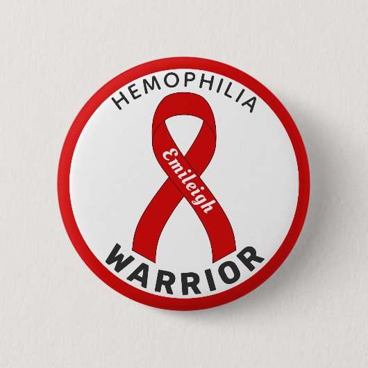 Hemophilie Warrior Ribbon White Button (Vorderseite)