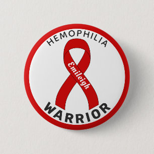 Hemophilie Warrior Ribbon White Button