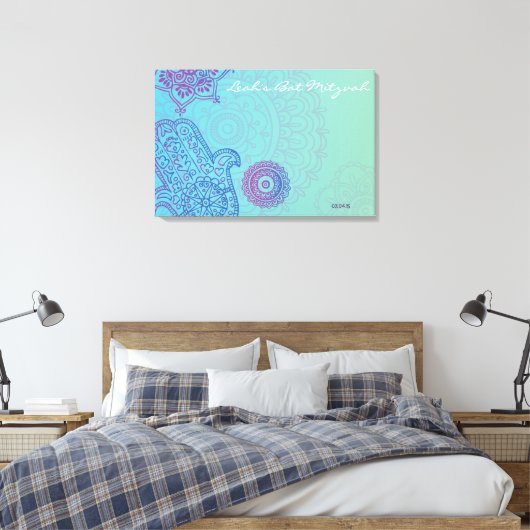 Hemsa Leinwand Bat Mitzvah Sign-In Memory Board (Insitu (Schlafzimmer))