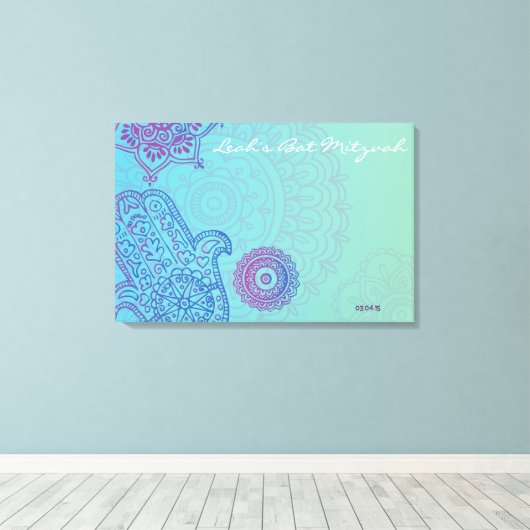 Hemsa Leinwand Bat Mitzvah Sign-In Memory Board (Insitu (Holzboden))