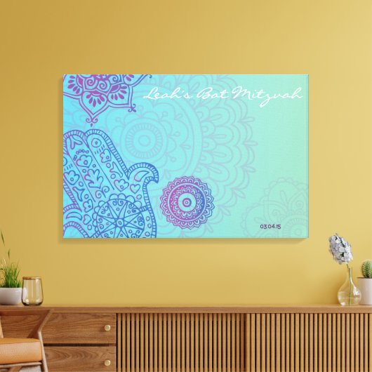 Hemsa Leinwand Bat Mitzvah Sign-In Memory Board (Insitu (Wohnzimmer))