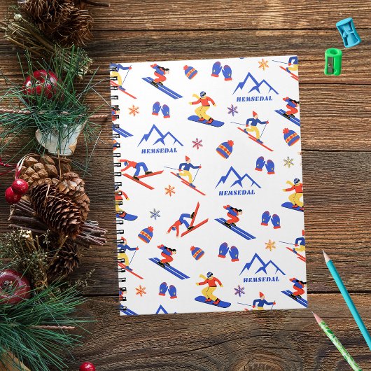 Hemsedal Norwegen Ski Snowboard Muster Notizblock