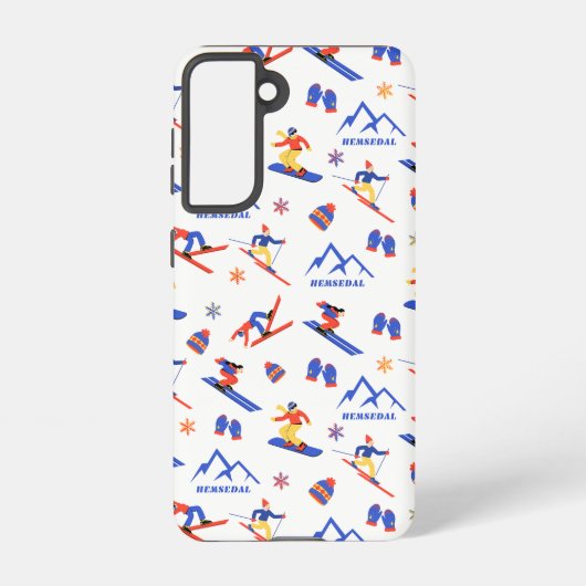 Hemsedal Norwegen Ski Snowboard Muster Samsung Galaxy Hülle (Rückseite)